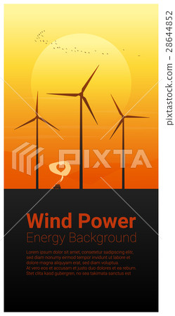 Energy concept background with wind turbine - Stock Illustration ...