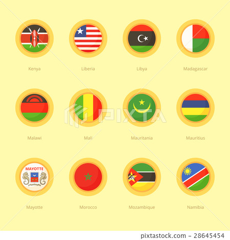 African Circular Flags (Kenya, Mauritius, Morocco) 28645454