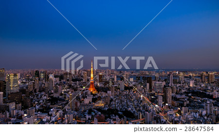 Tokyo Tower and evening landscape of Tokyo center Tokyo Tower and evening landscape of Tokyo center 28647584
