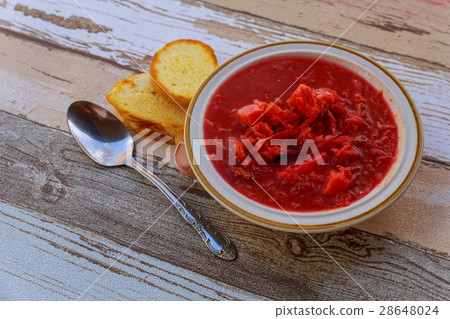 Borsch traditional Ukrainian soup with red beets 28648024