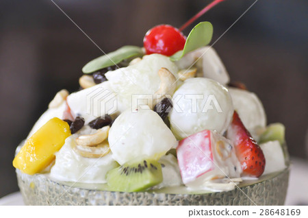 fruit salad in lemon dish fruit salad in lemon dish 28648169
