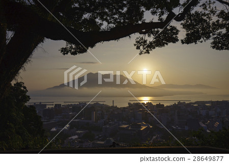 鹿兒島的象徵符號櫻島的壯麗日出和美麗的錦江灣，火山和城市共存的風景櫻島 28649877