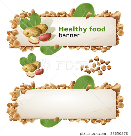 Set banners with peanut and ground nuts. Set banners with peanut and ground nuts. 28650278