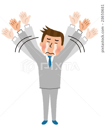 Male employee who waves while crying 28650681