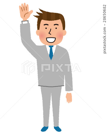Male employees raising their hands 28650682