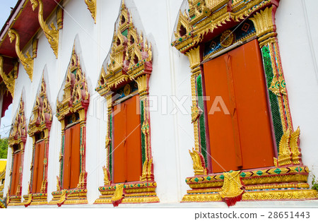 windows of buddha church in side view windows of buddha church in side view 28651443