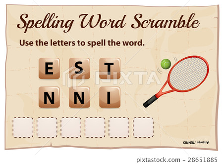 Spelling word game template with word tennis 28651885