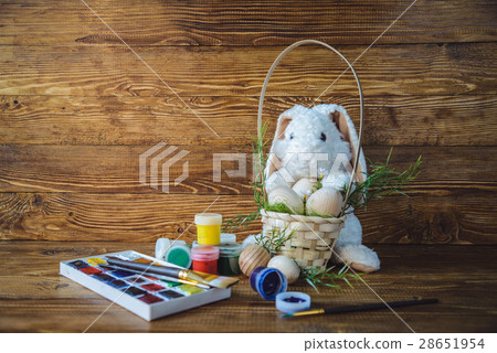 bunny with paints and eggs 28651954