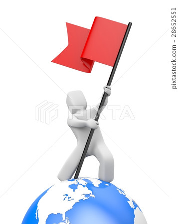 3d man waving red flag. 3d people collection 3d man waving red flag. 3d people collection 28652551
