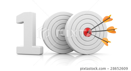Targets with arrow form the red number 100 Targets with arrow form the red number 100 28652609