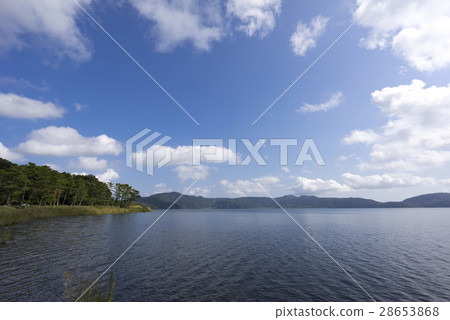 Kyushu's largest caldera lake Ikeda lake flowing mineral rich and beautiful water from the mountains in every direction, the lake bottom volcano inhabited by natural large eel 28653868
