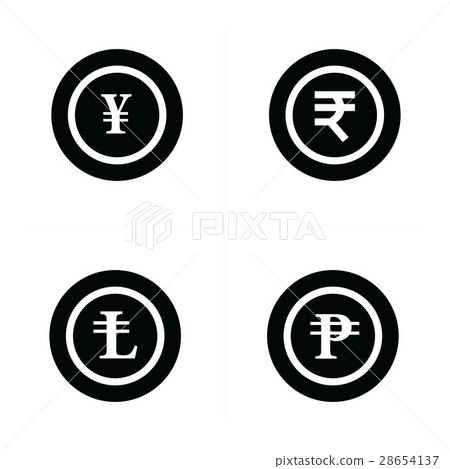 Coins Icons set, yens, Rupee, lira, ruble 28654137