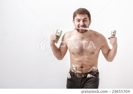 young handsome brunette man with beard eating young handsome brunette man with beard eating 28655704