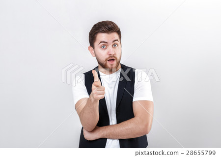 young handsome man with beard in white shirt and young handsome man with beard in white shirt and 28655799