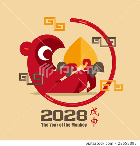 Graphic icon of Chinese year of the Monkey 2028 Graphic icon of Chinese year of the Monkey 2028 28655895