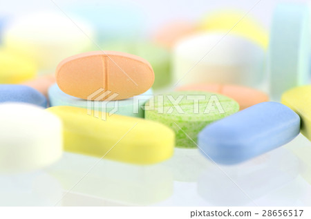 Pharmacy background, Medicine in pastel tone. 28656517
