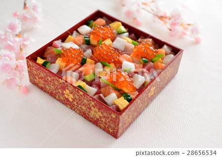 Raw chirashi sushi rose leaflet 28656534