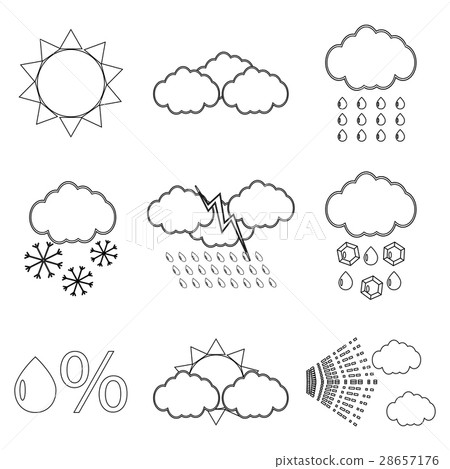 Weather icon set linear Weather icon set linear 28657176