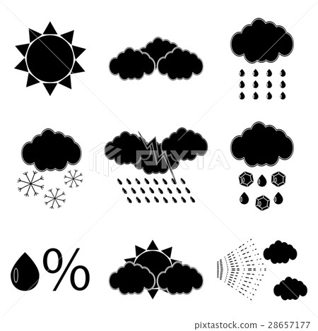 Black silhouette meteorology icons set Black silhouette meteorology icons set 28657177