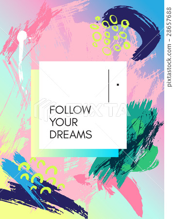 Spring poster. Memphis style. Bright brush strokes Spring poster. Memphis style. Bright brush strokes 28657688