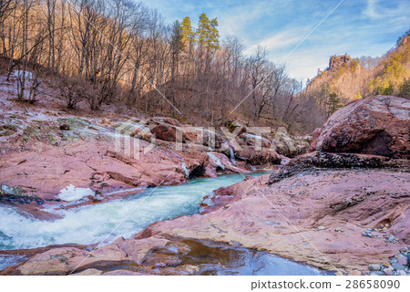 Landscape with mountain river and forest 28658090