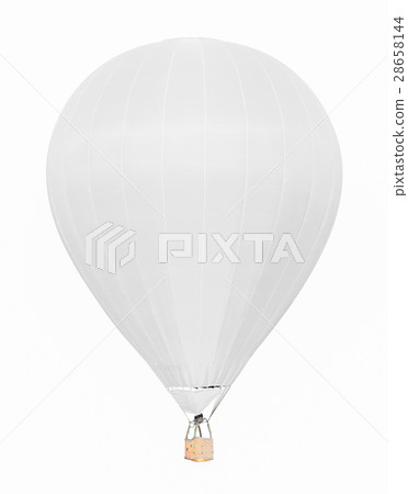 White hot air balloon with basket isolated White hot air balloon with basket isolated 28658144