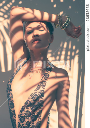 Glamorous lady in lace leotard 28658688