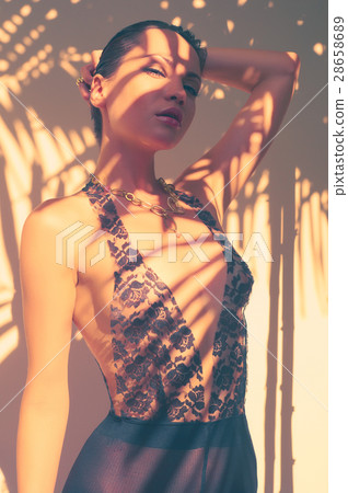 Glamorous lady in lace leotard 28658689