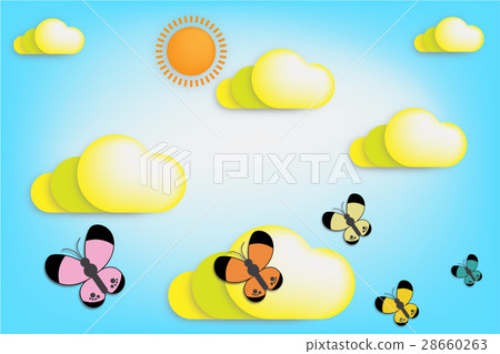 Butterfly and cloudy sky on the sunny day. Butterfly and cloudy sky on the sunny day. 28660263