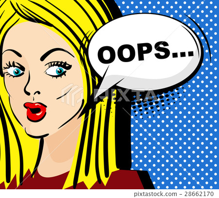 Surprised blonde long hair pop art oops 28662170