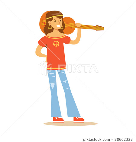 Girl Hippie Dressed In Classic Woodstock Sixties Girl Hippie Dressed In Classic Woodstock Sixties 28662322