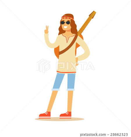 Guy Hippie Dressed In Classic Woodstock Sixties Guy Hippie Dressed In Classic Woodstock Sixties 28662323