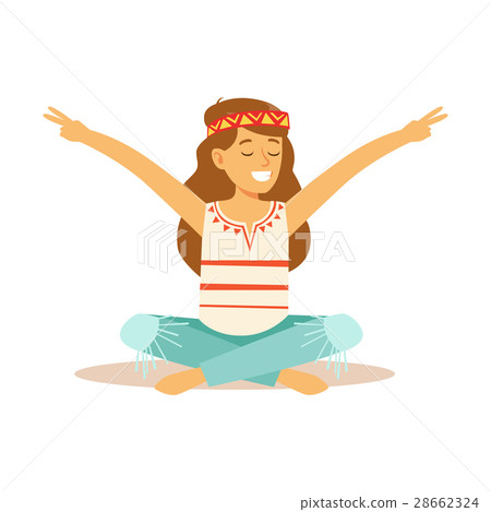 Girl Hippie Dressed In Classic Woodstock Sixties Girl Hippie Dressed In Classic Woodstock Sixties 28662324