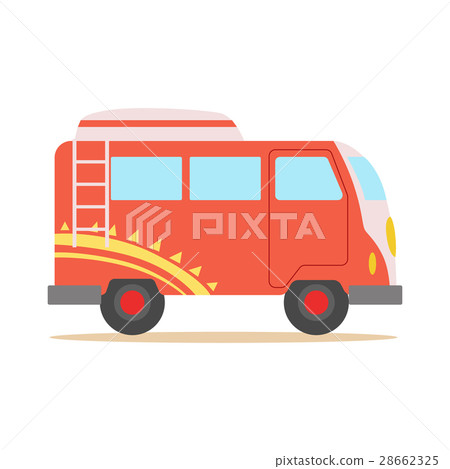 Red Minivan With Cool Pattern Classic Woodstock Red Minivan With Cool Pattern Classic Woodstock 28662325