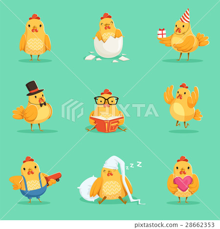 Little Yellow Chicken Chick Different Emotions And Little Yellow Chicken Chick Different Emotions And 28662353