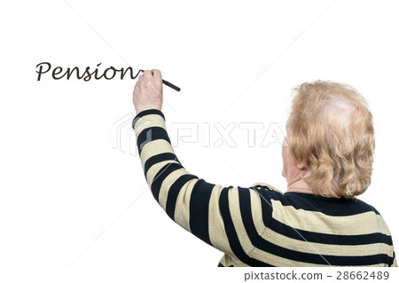 Old woman is writing on the wall 28662489
