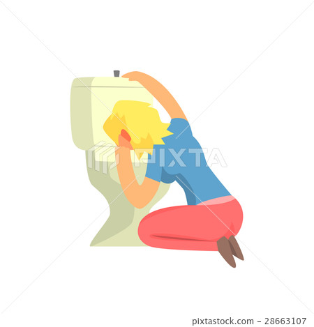 Girl Vomiting In Toilet Nauseous, Adult Person Girl Vomiting In Toilet Nauseous, Adult Person 28663107