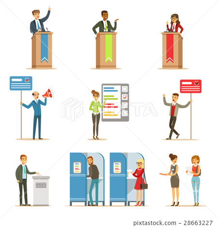 Political Candidates And Voting Process Set Of 28663227