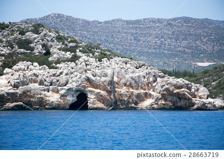 Sea cave in bay of Uchagiz in Mediterranean turkey 28663719