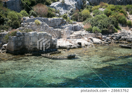 Sunken city of Kekova in bay of Uchagiz sea view Sunken city of Kekova in bay of Uchagiz sea view 28663762