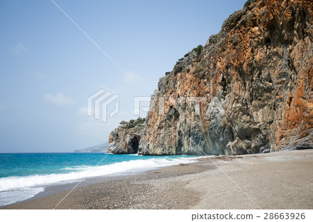 Mediterranean beachturqouise sea and rocks shore Mediterranean beachturqouise sea and rocks shore 28663926