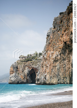Mediterranean beachturqouise sea and rocks shore Mediterranean beachturqouise sea and rocks shore 28663927