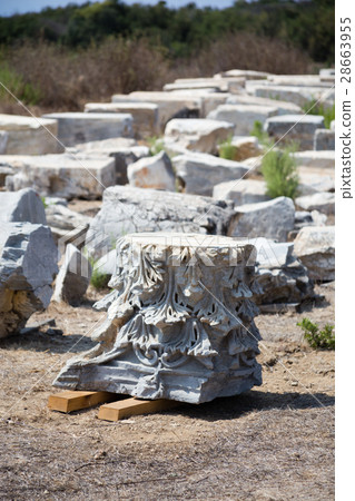 fragment of carved marble column fragment of carved marble column 28663955