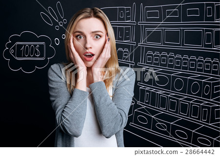 Nice young woman being in the supermarket Nice young woman being in the supermarket 28664442