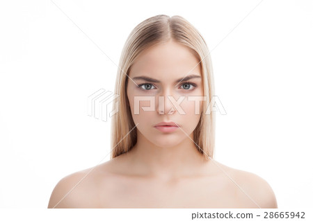 beauty face of blonde teenager girl isolated on 28665942