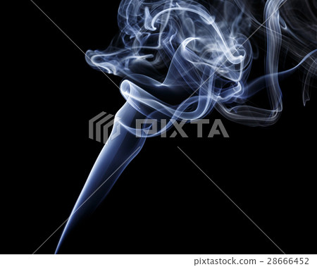 Abstract white blue smoke from aromatic sticks. 28666452
