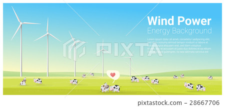 Energy concept background with wind turbine - Stock Illustration ...