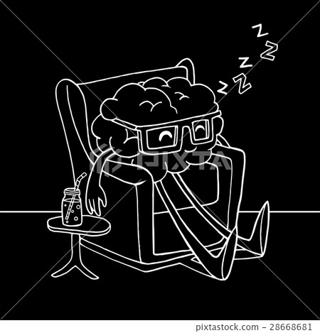 插图素材: vector illustration of doodle brain that rests