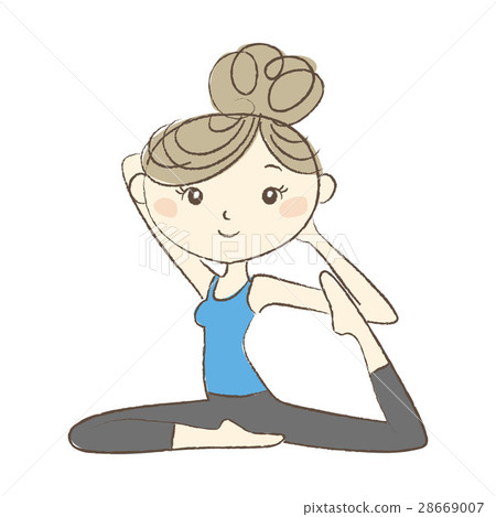 插图素材: 一个女人谁做瑜伽鸽