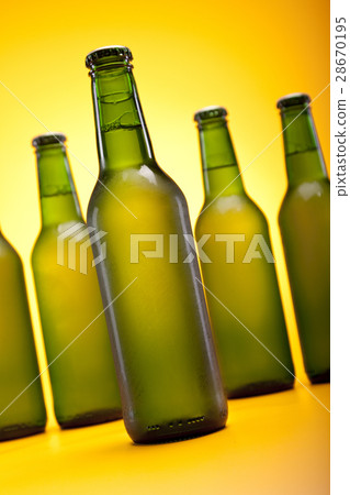Perfectly chilled beer, in ideal yellow color 28670195